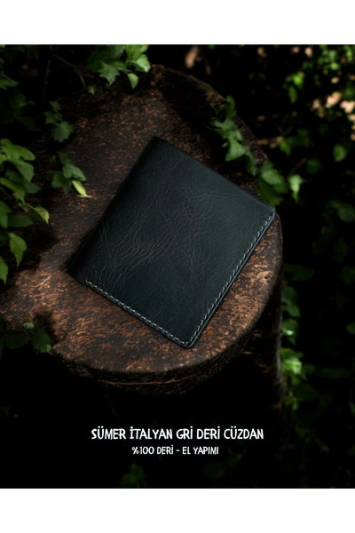 Nicevia Sümer Italian Grey Leather Wallet