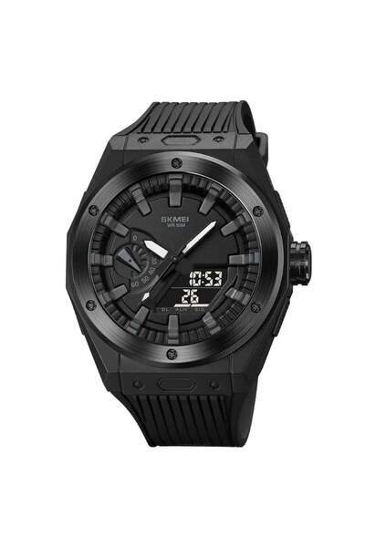 Skmei Ανδρικό αθλητικό ρολόι Casual Fashion Dual Time Quartz Μαύρο