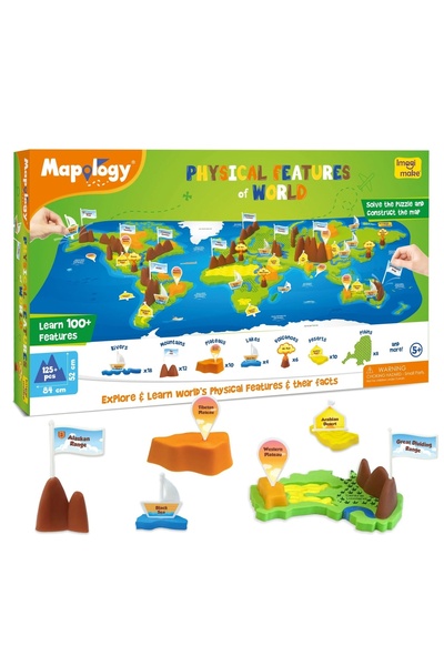 Imagimake Puzzle Harta Lumii cu Forme de Relief