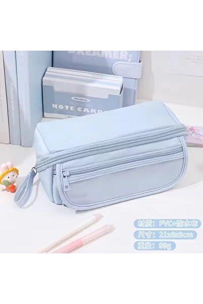 synshop Kawaii Синій колір Корейський багатосекційний великої місткості пенал для олівців Організатор для олівців Косметичка