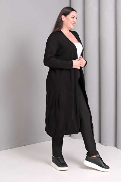 tarzımsüper Women's Plus Size Oversize Soft Textured Hijab Cardigan