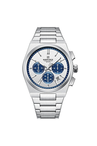 Naviforce Bărbați Ceas de Mână Cronograf Quartz Analog Modă Casual Elegant Argintiu Albastru