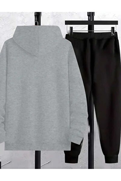 ORVIO Group Men's Crowned Lion Printed Hooded Tracksuit Set