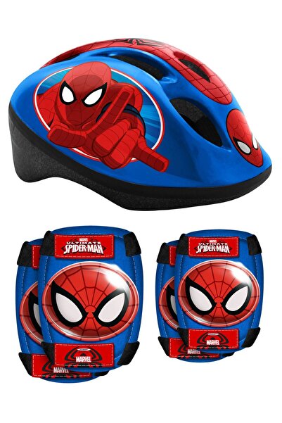 STAMP Combo set Spiderman, casca reglabila, genunchiere si cotiere, 3-6 ani,