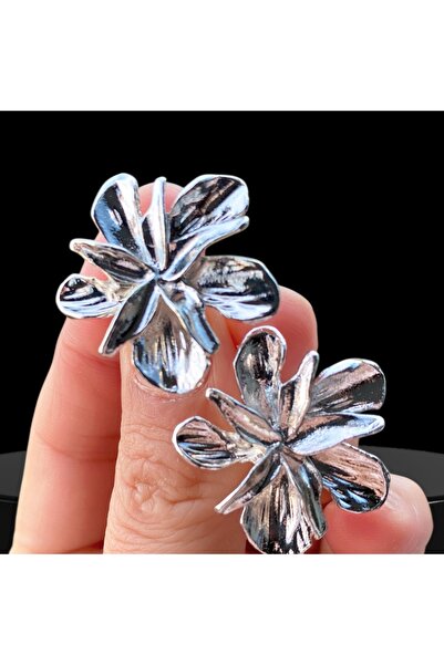 VEGALUXE Flower Earrings Silver Color