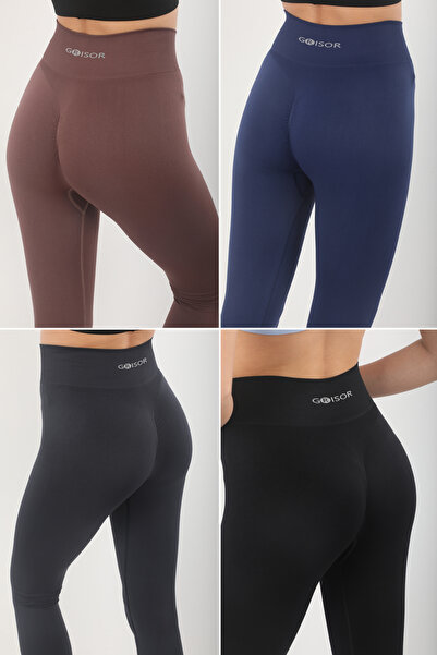 GRISOR Colanți sport cu talie înaltă, fără cusături – Flexibili, respirabili, pachet avantajos de 4