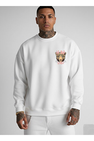 LORVEX Велосипедна комір Oversize Unisex Світшот JAGUAR Принт