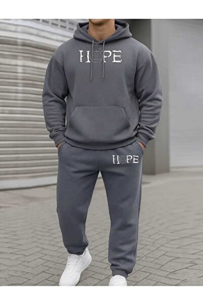 ORVIO Group Men's Hope Written Hooded Tracksuit Set