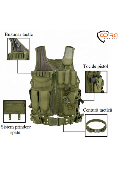 Opra tactic OPRA Tactical Vest, Adjustable, Multifunctional, Airsoft, Hunting, Security, Military Green