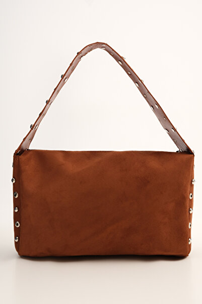Addax Studded Suede Hand and Shoulder Bag Ç1055