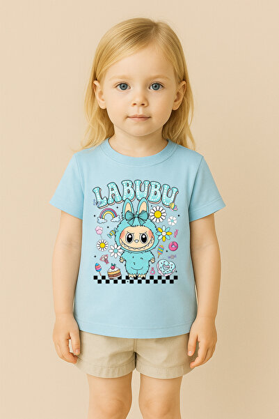 SVART WEAR تي شيرت مطبوع بنمط لابوبو للأطفال والكبار بتصميم مزدوج