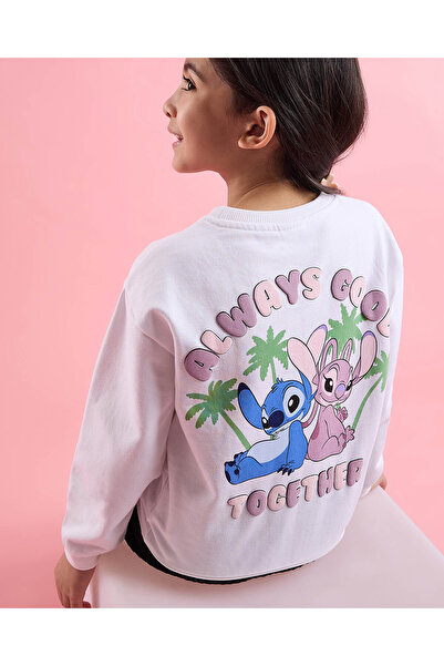 R&B Stitch Printed Sweatshirt with Crew Neck and Long Sleeves