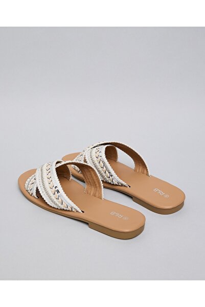 R&B Ivory Women's Embroidered Flat Sandals