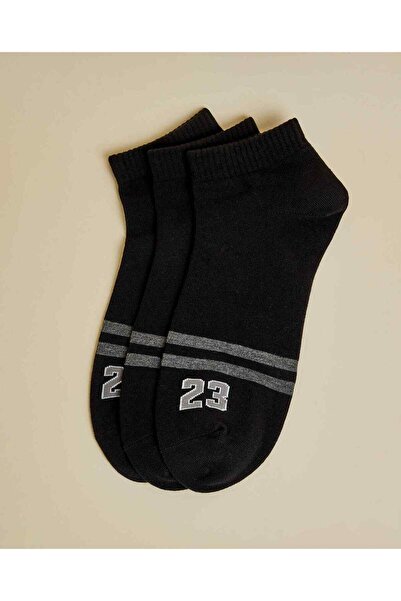 R&B Black Men's 3 Pack Printed Ankle Socks