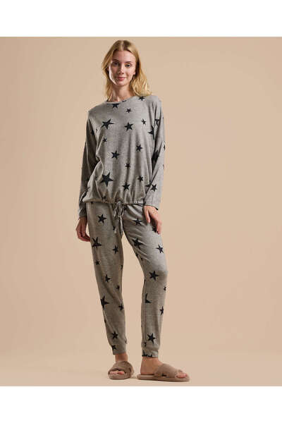 R&B طقم بيجامة مطبوع بأكمام طويلة