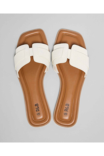 R&B Ivory Women's Textured Flat Sandals