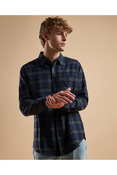 R&B Plaid Shirt with Classic Collar and Long Sleeves