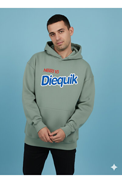 By Caspita Fashion Lenithra Need to Diequik Back Printed Unisex Oversize Gray Hoodie