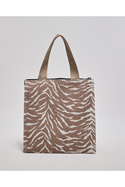 R&B Taupe Unisex Patterned Lunch Bag