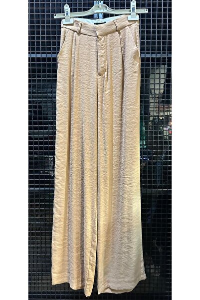 MODA Kadın Camel Renk Keten Pantolon