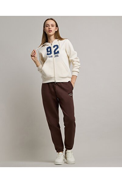 R&B Typography Print Hooded Jacket with Zipper Closure
