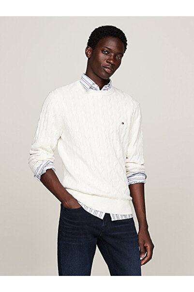 Tommy Hilfiger erkek classic cotton cable kazak