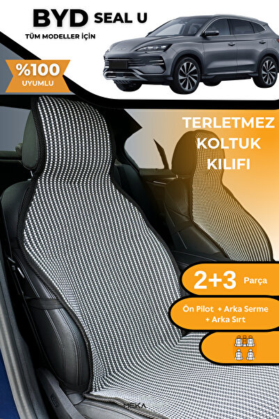 TREND Anti-Sweat Car Seat Protector Cover 100% Cotton 5-Piece Full Set Smoked White Byd Seal U