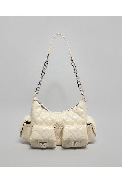 R&B Ivory Women's Quilted Shoulder Bag