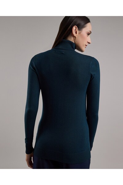 R&B Solid Sweater with Turtleneck and Long Sleeves
