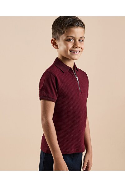 R&B Textured Polo T-Shirt with Short Sleeves