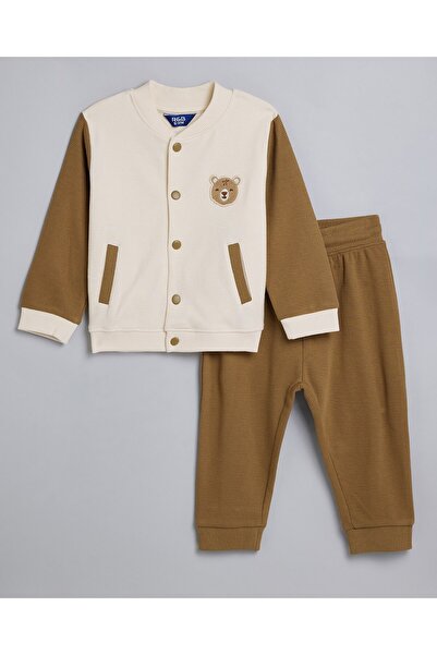 R&B Beige Boy Colorblock Clothing Set