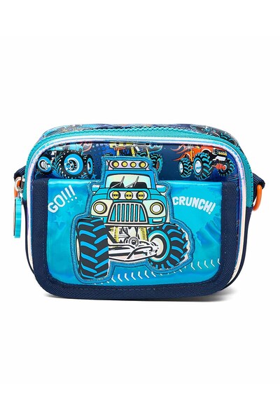 R&B حقيبة كروس بودي مزينة بشعار "صبي" باللون الأزرق الداكن