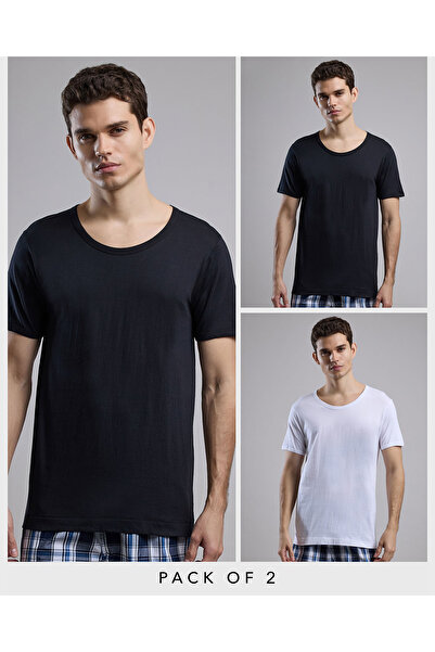 R&B عبوة من 2 سترة سادة بأكمام قصيرة