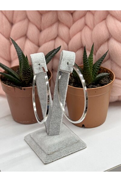 artistik bijuteri Steel Silver Color Hoop Earrings(5cm in Diameter)