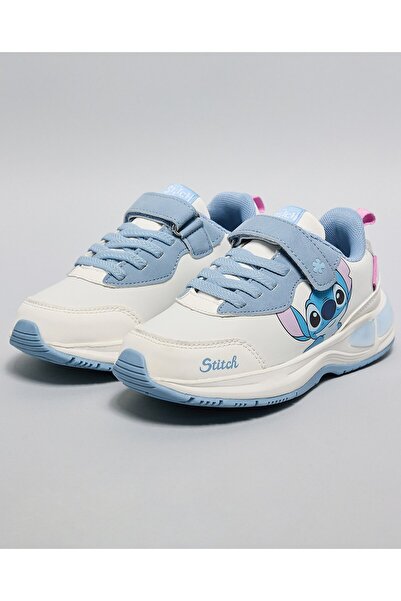 R&B White Girl's Stitch Print Velcro Sneakers