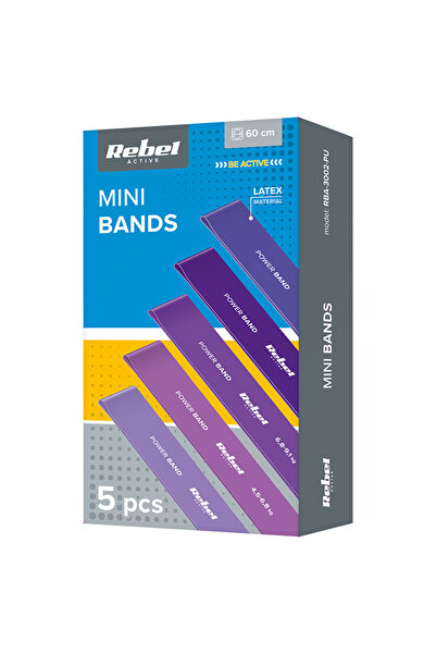 Rebel Bandă elastică de fitness Mini Activ din latex, set de 5 bucăți