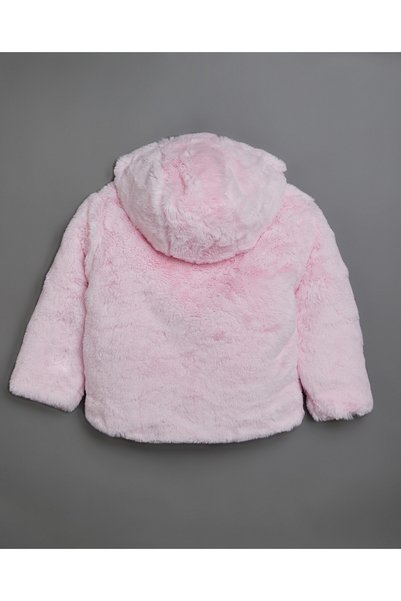R&B Faux Fur Hooded Jacket with Long Sleeves