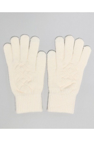 R&B Ivory Women's Knitted Winter Gloves