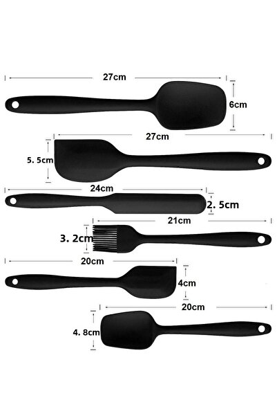 Hope Drongo Heat Resistant Fireproof Nonstick Silicone Spatula Set 6 Pieces Black