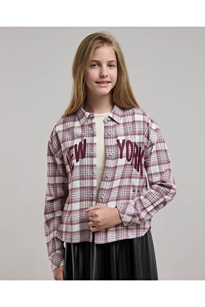 R&B قميص منقوش بياقة كلاسيكية وأكمام طويلة