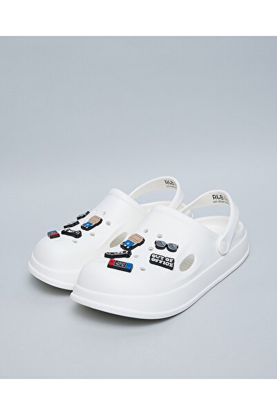 R&B Ivory Men's Charm Detail Slingback Clogs