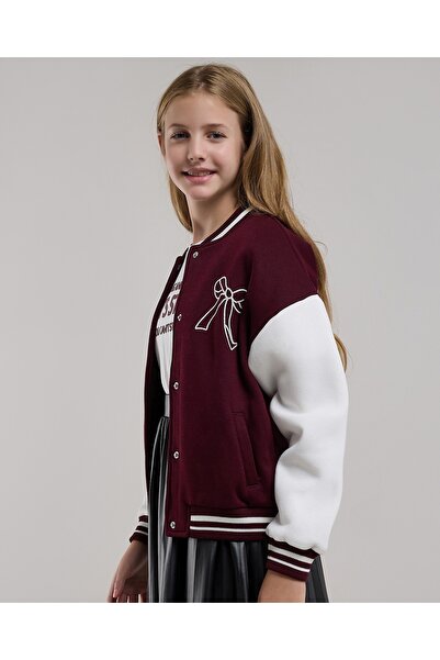 R&B Appliqued Varsity Jacket with Zipper Closure