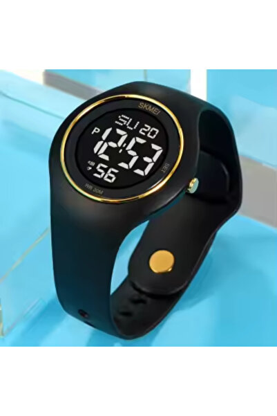 Skmei Ceas de mână bărbătesc cu cronometru digital cu alarmă, sport, casual, la modă, negru, auriu