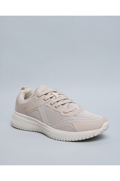 R&B حذاء رياضي نسائي محبوك برباط باللون البيج