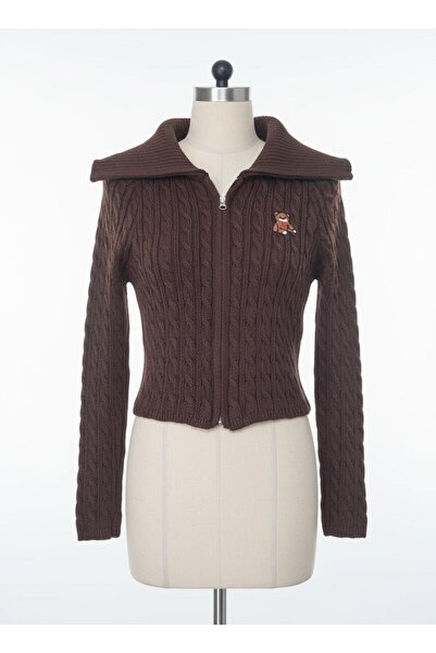 MOONBULL KADIN FERMUARLI CROP AYICIK DESENLİ CROP