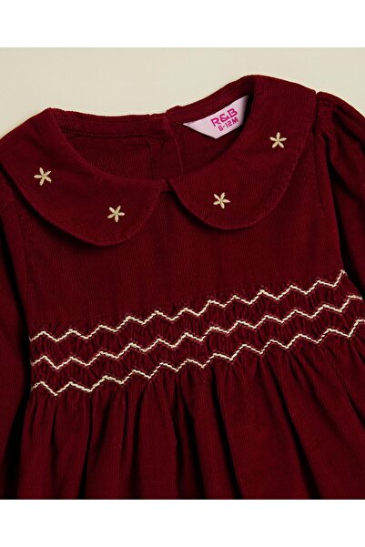 R&B Embroidered Fit & Flare Dress with Long Sleeves