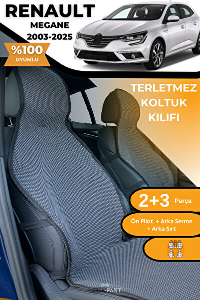 TREND Anti-Sweat Car Seat Protector Cover 100% Cotton 5-Piece Full Set Smoked Renault Megane