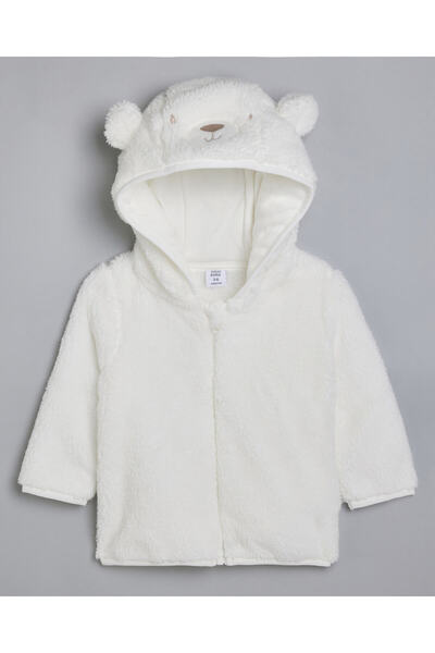 R&B سترة شيربا بغطاء رأس وسحاب للإغلاق