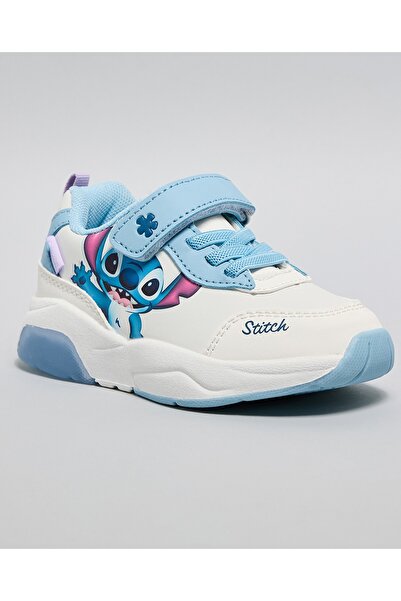 R&B White Girl's Stitch Print Velcro Sneakers