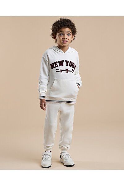 R&B Ivory Boy's Appliqued Hooded Clothing Set